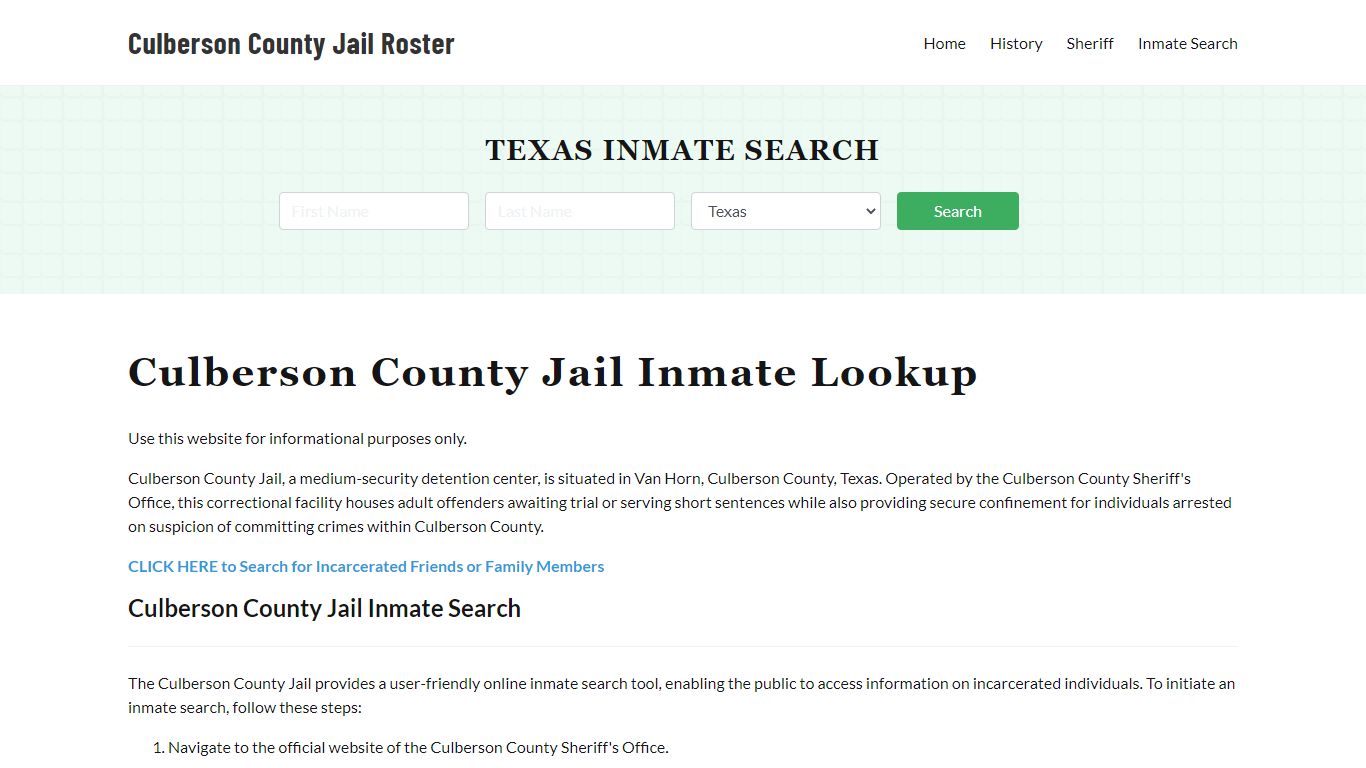 Culberson County Jail Roster Lookup, TX, Inmate Search