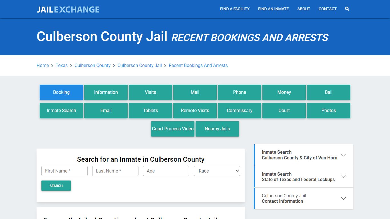 Culberson County Jail Recent Bookings And Arrests - Jail Exchange